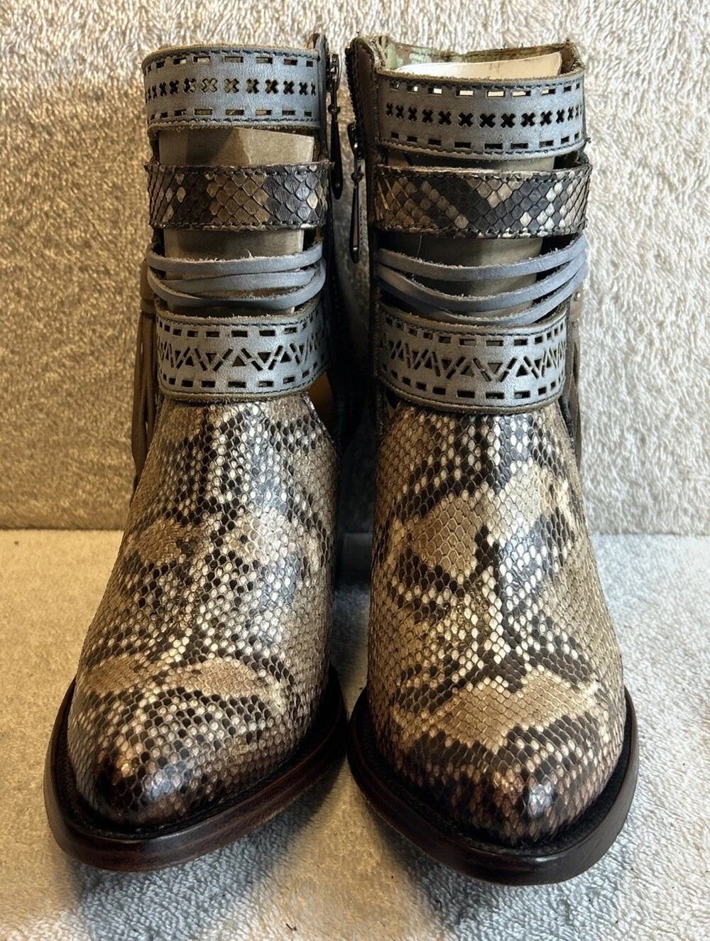 Cuadra Ladies Genuine Python Multicolor Leather Booties Size 6.5 M